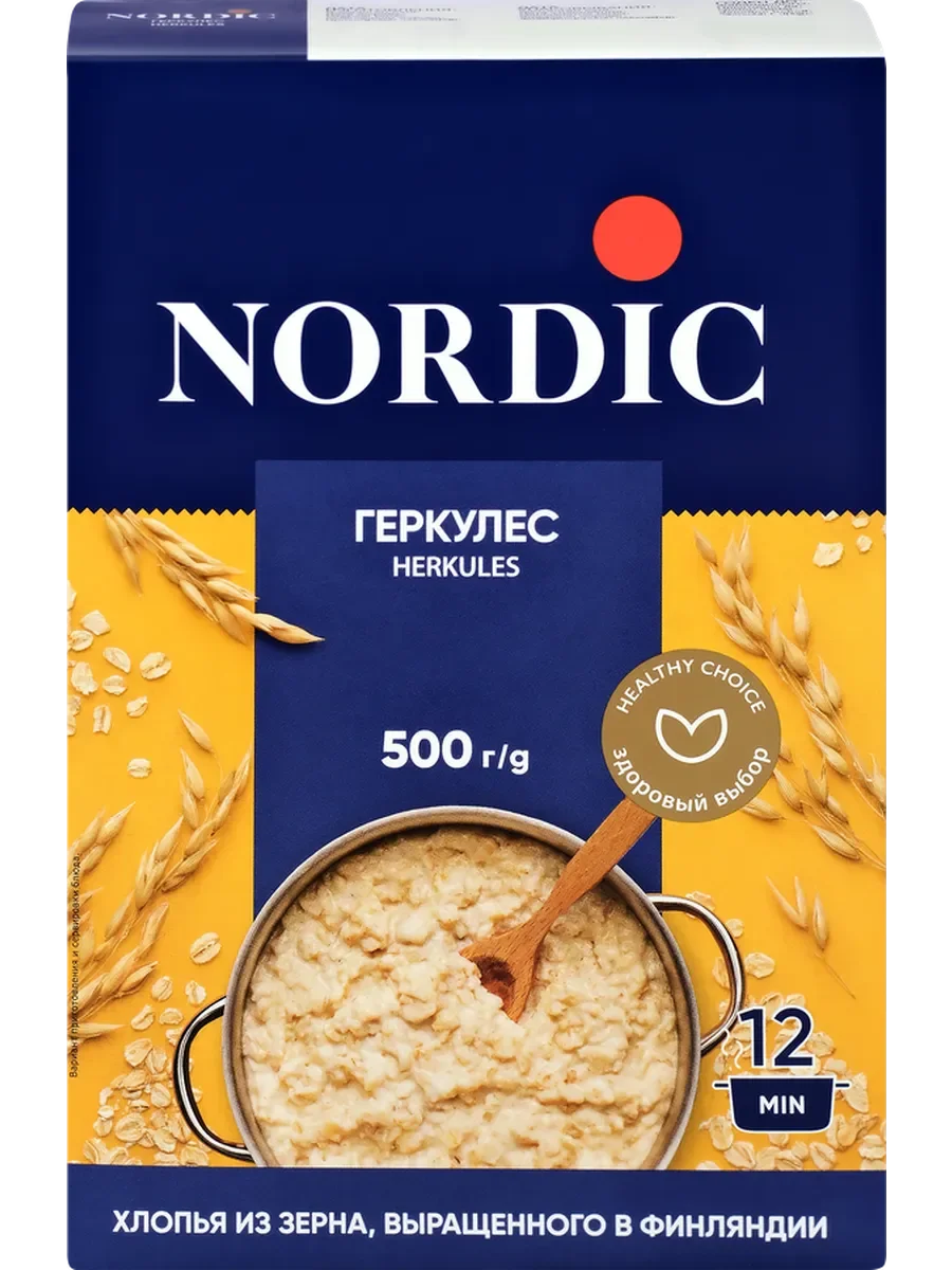 NORDIC Хлопья овсяные из цельного зерна 500гр